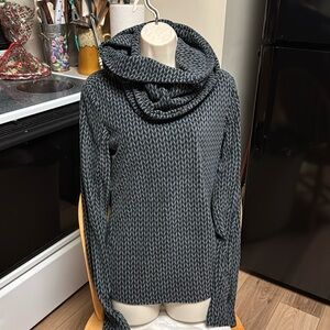Bench NWT S black gray scarfed funnel neck fleece warm pullover
